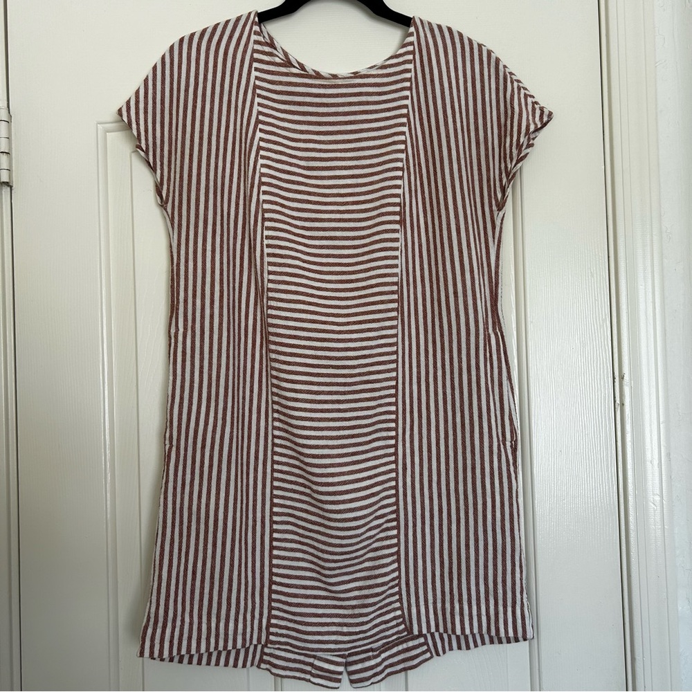 Madewell Stripe Play Button Back Tee Dress SMALL